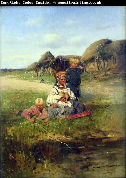 Vladimir Makovsky Maid with children